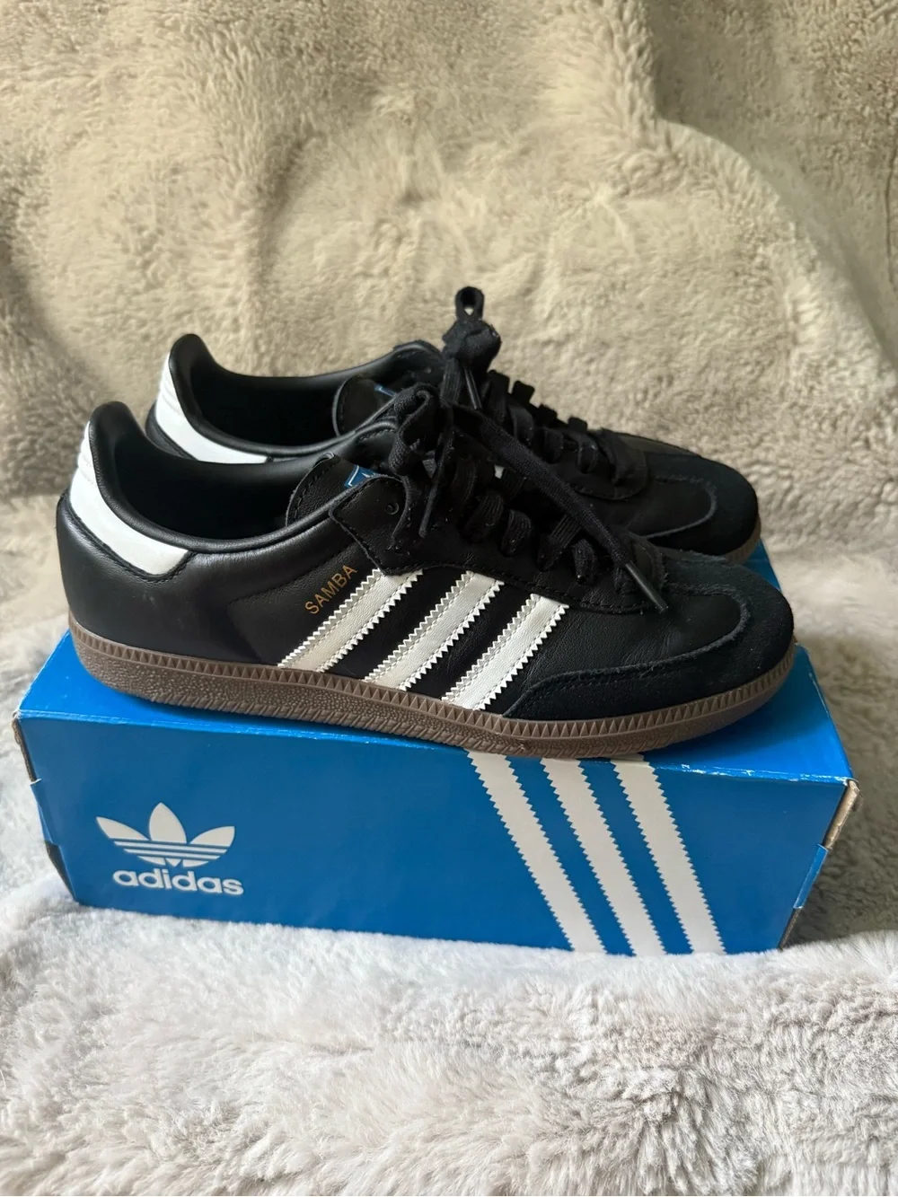 adidas Samba women’s Black with White Stripes Sneakers